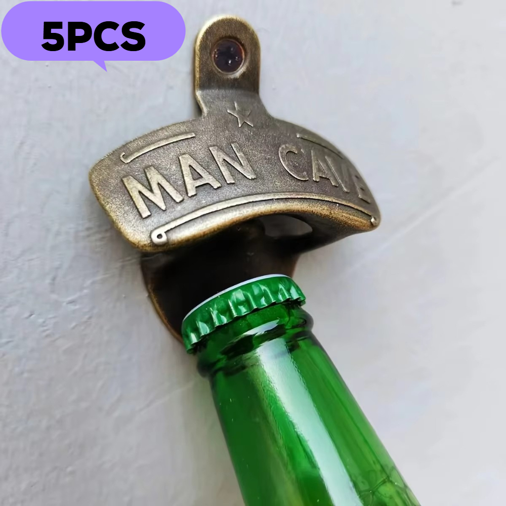Kitchen Gadgets For Men - 5pcs Embossed Man Cave Bottle Opener