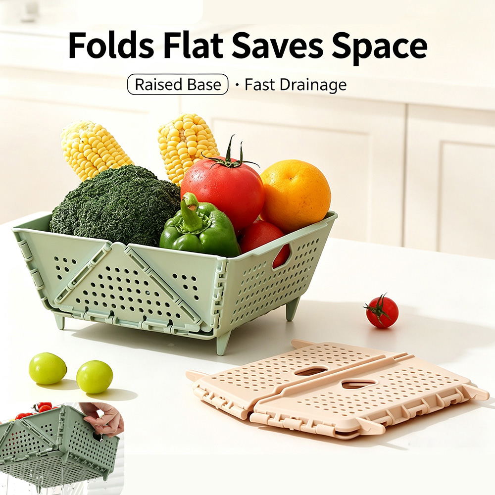 Kitchen Gadgets Organizer - Foldable Fruit Vegetable Drain Basket Food