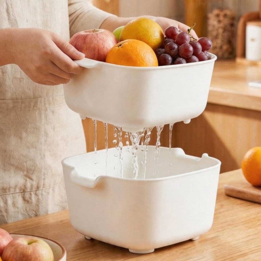 FoodGrade Two Tier Drain Baske - Kitchen Gadgets Organizer recension och pris