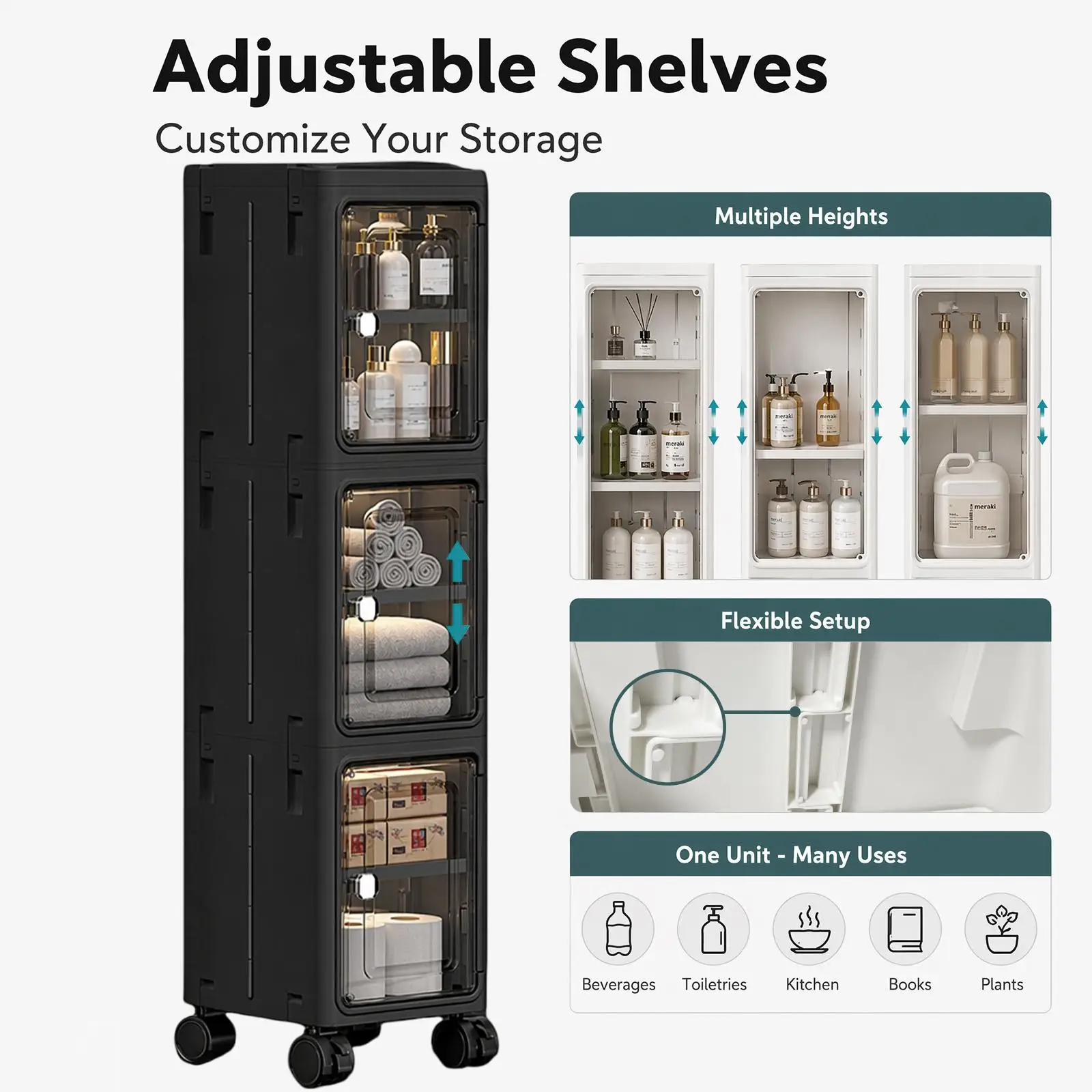 5-Tier Black Slim Narrow Rolli - Kitchen Gadgets Organizer recension och pris