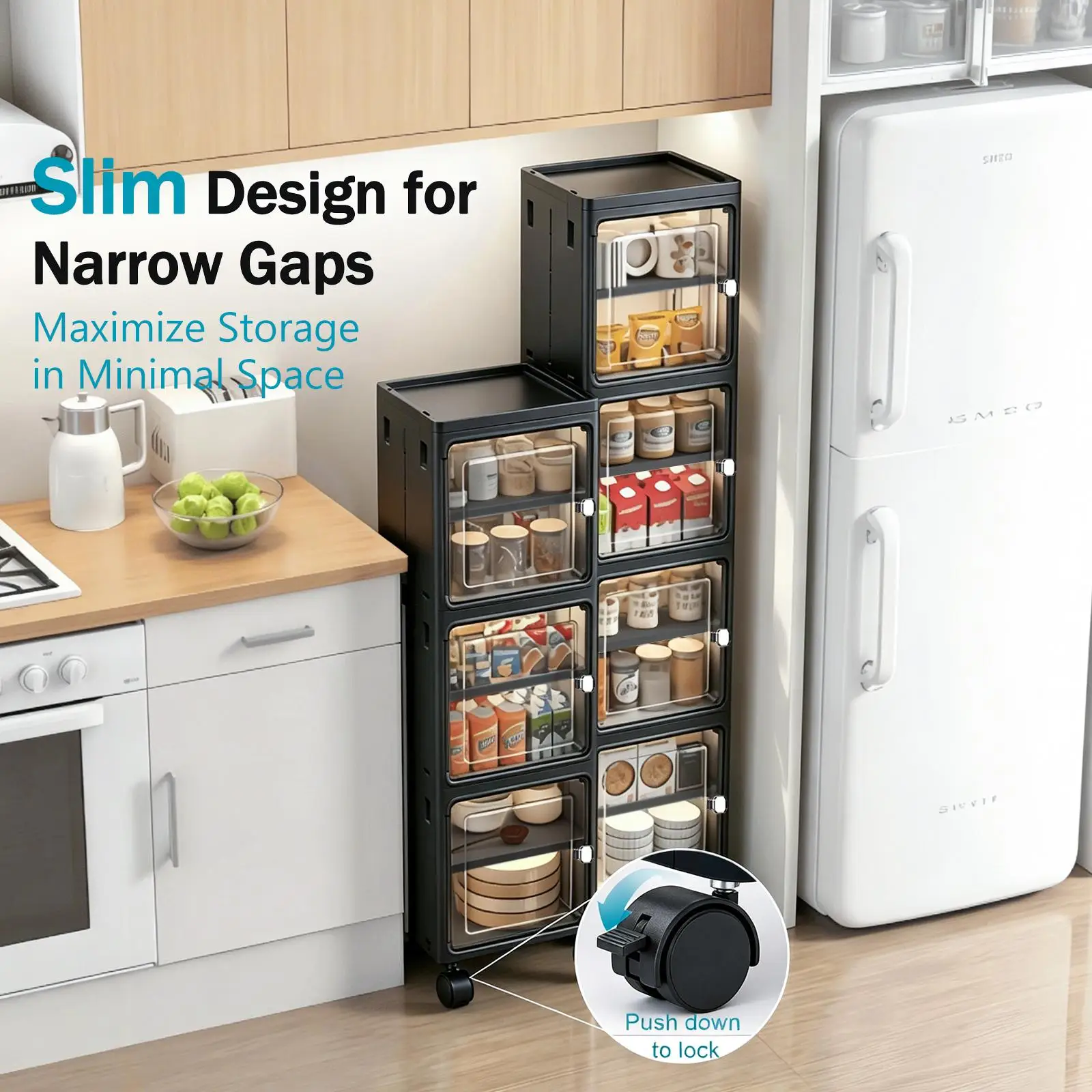 5-Tier Black Slim Narrow Rolli - Kitchen Gadgets Organizer recension och pris